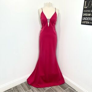 Jovani 68318 Long Formal Evening Prom Dress Color Fuchsia Size 10 W/Tag TLC